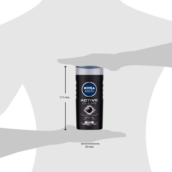 NIVEA Men Active Clean Shower Gel, 250ml With Free Loofah - Deep Cleansing