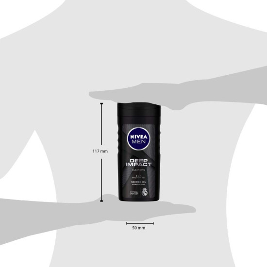 NIVEA Men Deep Impact Shower Gel - Deep Cleansing with Free Loofah