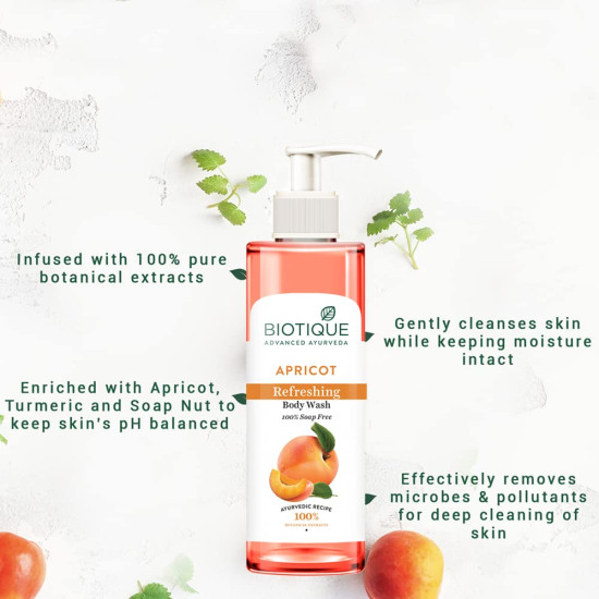 Biotique Bio Apricot Refreshing Body Wash - Keeps Skin Fresh and Clean