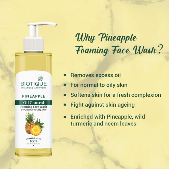 Biotique Pineapple Oil Control Foaming Face Wash - Hydrates & Revitalizes Skin