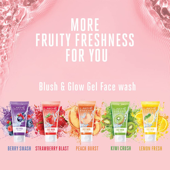 LAKMÉ Blush & Glow Strawberry Freshness Gel Face Wash - Gentle Cleansing with Real Strawberry Extracts