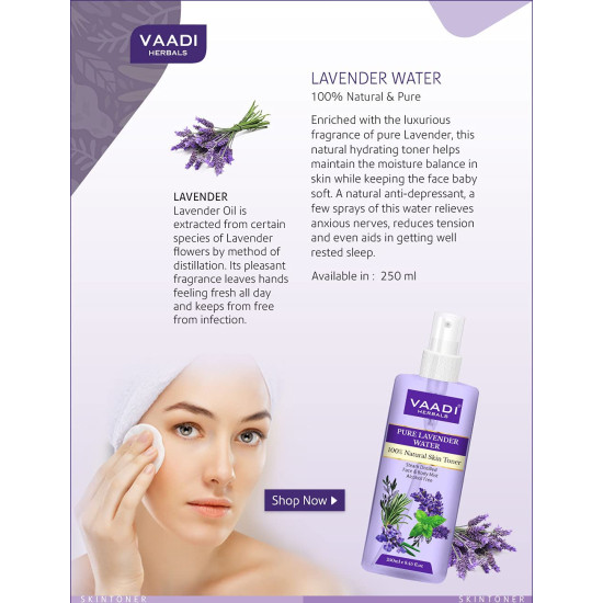 Vaadi Herbals Lavender Water - 100% Natural & Pure Skin Toner