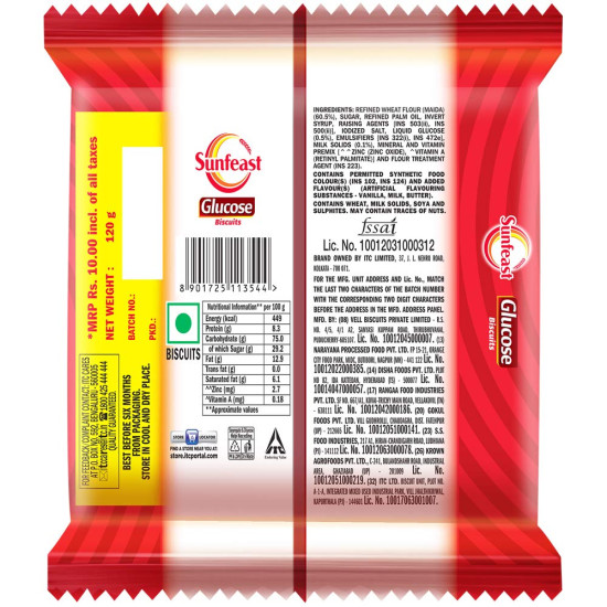 Sunfeast Glucose Biscuits, 128 g - Wholesome Delight