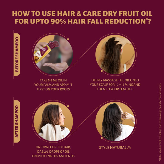 Hair & Care Dry Fruit Oil with Walnuts, Almonds & Vitamin E - Reduce Hairfall & Strengthen Hair