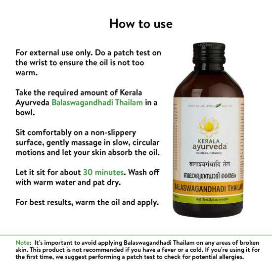 KERALA Ayurveda Balaswagandhadi Tailam 200ml - Improved Muscle Strength