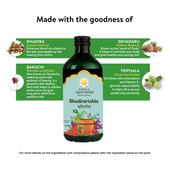 Kerala Ayurveda Khadirarishta 450ml - Herbal Blood Purifier for Acne Relief