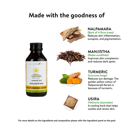 Kerala Ayurveda Nalpamaradi Keram 100ml - Herbal Detan Oil for All Skin Types