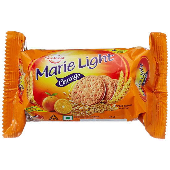 Leo Sunfeast Marie Light, Orange, 75g - Pack of 10 - Light & Citrusy Delight