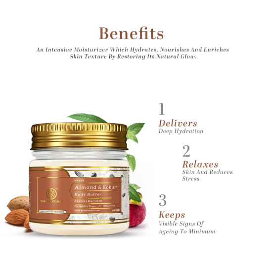 Khadi Natural Almond & Kokum Body Butter 100Gm - Nourishing Skincare