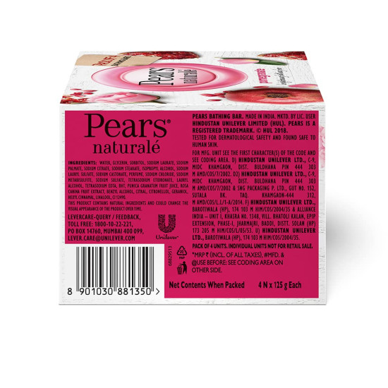 Pears Natural Pomegranate Brightening Bathing Soap Bar - 100% Natural Ingredients