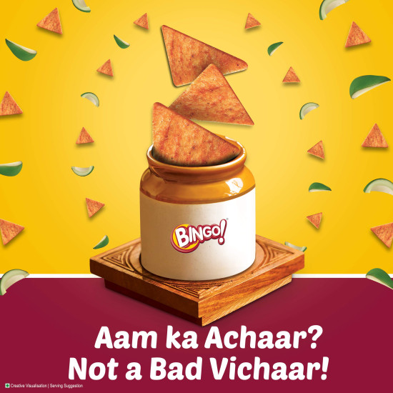 Bingo! Mad Angles Achaari Masti – Mango Pickle Flavour Crunchy Triangle Chips - 130g
