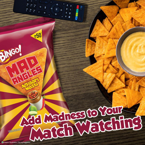 Bingo! Mad Angles Achaari Masti – Mango Pickle Flavour Crunchy Triangle Chips - 130g