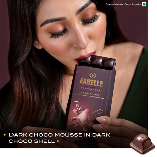 Fabelle Intense Dark - Large Luxury Dark Chocolate Bar with 84% Dark Choco Mousse