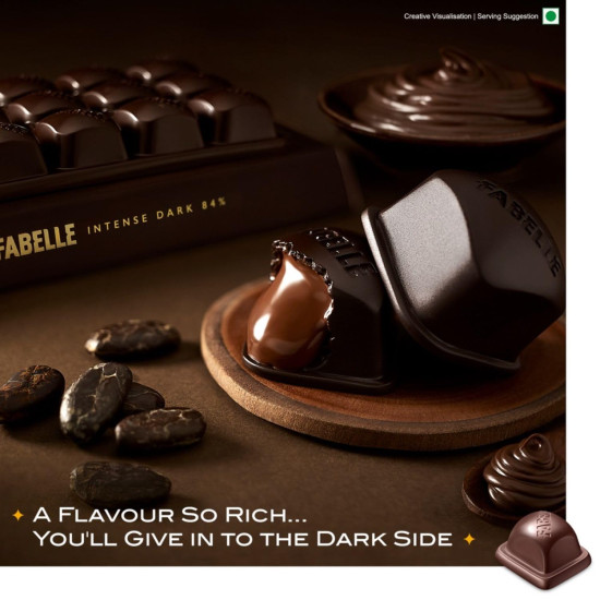 Fabelle Intense Dark - Large Luxury Dark Chocolate Bar with 84% Dark Choco Mousse