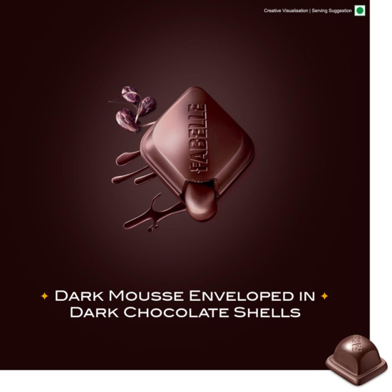 Fabelle Intense Dark - Large Luxury Dark Chocolate Bar with 84% Dark Choco Mousse
