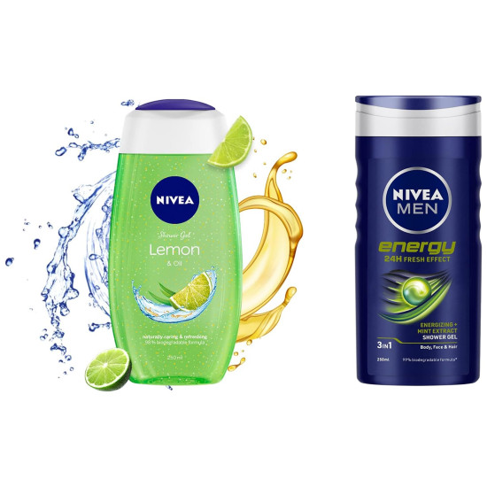 NIVEA Shower Gel for Women & Men - Revitalizing Lemon & Energizing Mint
