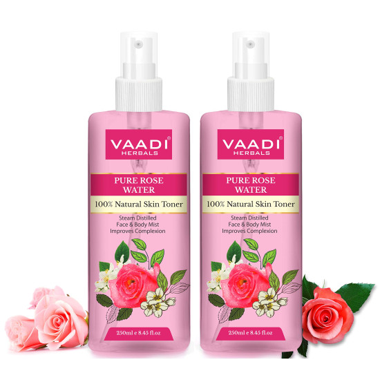 Vaadi Herbals Rose Water - 100% Natural & Pure, 250 ml (Pack of 2)