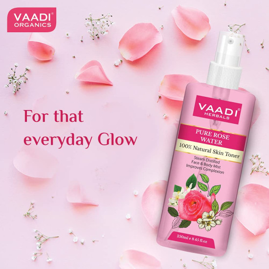 Vaadi Herbals Rose Water - 100% Natural & Pure, 250 ml (Pack of 2)