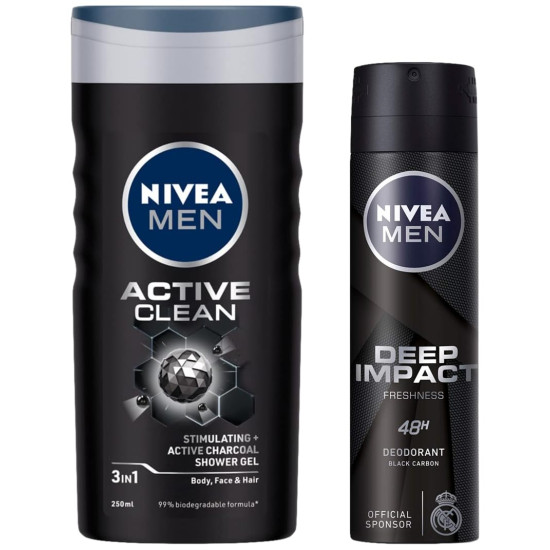 NIVEA Deodorant for Men & Shower Gel - Deep Impact Freshness & Active Clean