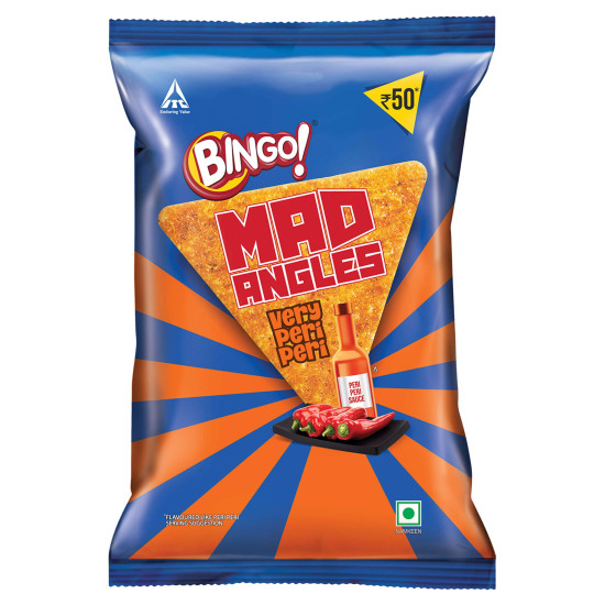 Bingo! Mad Angles Very Peri Peri - Spicy & Crunchy Corn-Based Triangle Chips