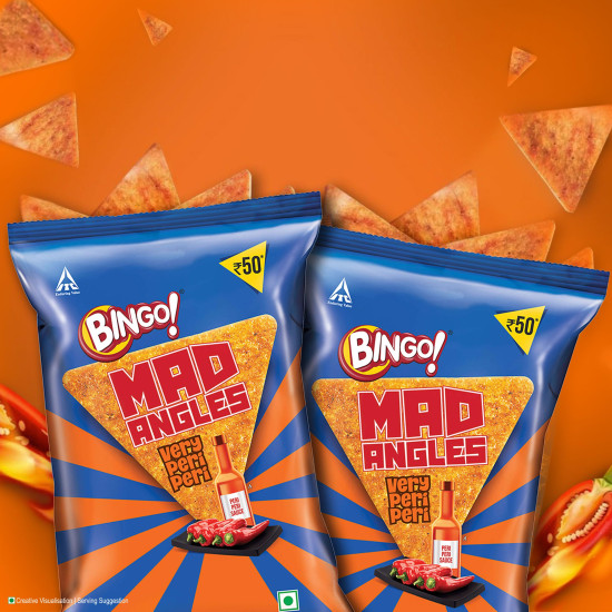 Bingo! Mad Angles Very Peri Peri - Spicy & Crunchy Corn-Based Triangle Chips