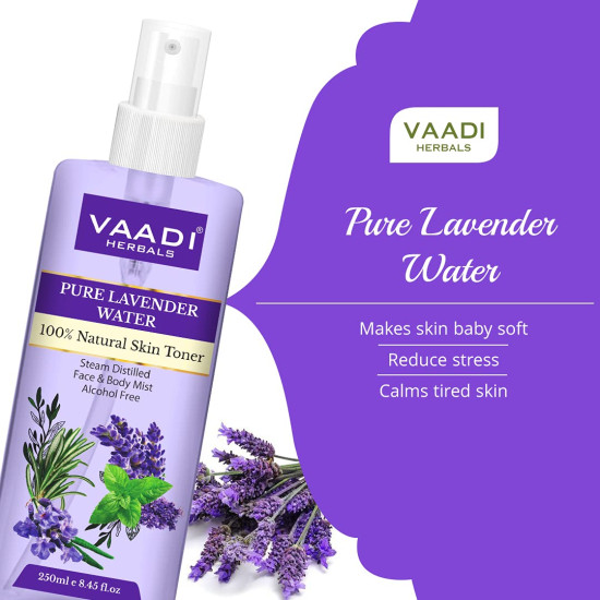 Vaadi Herbals Lavender Water - 100% Natural Skin Toner