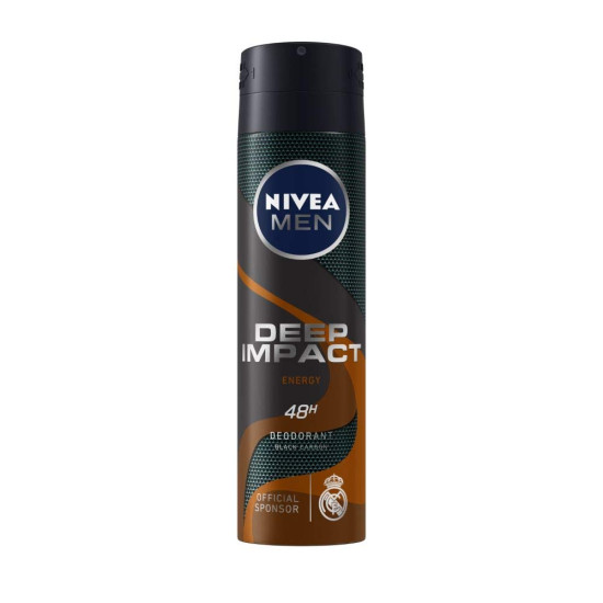 NIVEA MEN Deep Impact Energy Deodorant 150ml - With Black Carbon for 48 Hour Freshness