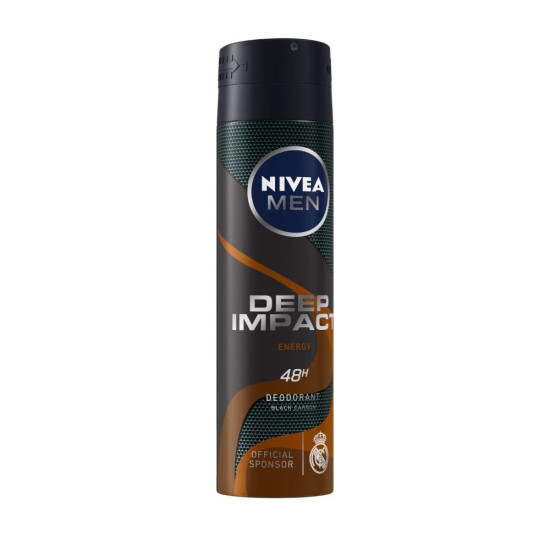 NIVEA MEN Deep Impact Energy Deodorant 150ml - With Black Carbon for 48 Hour Freshness