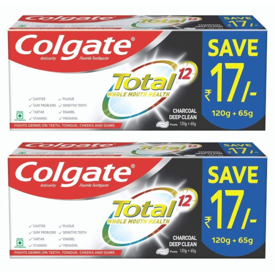 Colgate Total Charcoal Deep Clean Toothpaste - Antibacterial Cavity Protection