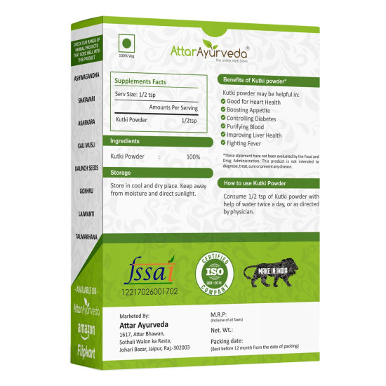 Attar Ayurveda Kutki Powder 100 gm - Liver Support & Detox
