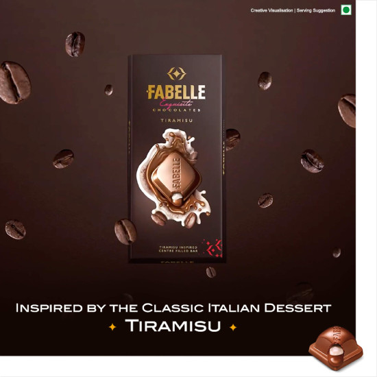 Fabelle Tiramisu Luxury Milk Chocolate Bar - Filled with Coffee Mousse & Mascarpone Cheese