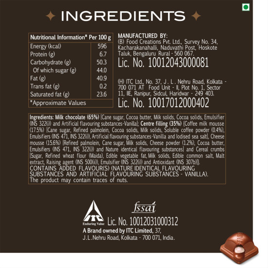 Fabelle Tiramisu Luxury Milk Chocolate Bar - Filled with Coffee Mousse & Mascarpone Cheese
