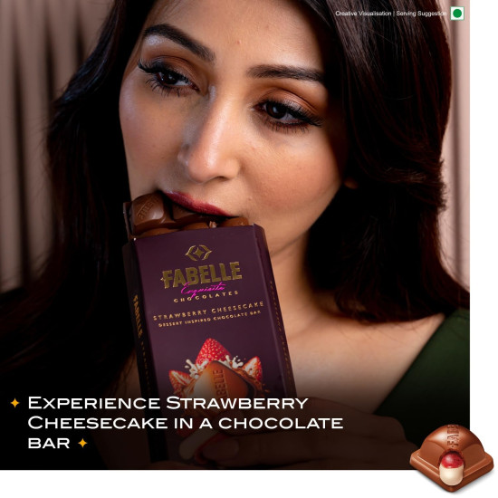Fabelle Strawberry Cheesecake Luxury Milk Chocolate Bar - Exquisite Dessert Experience