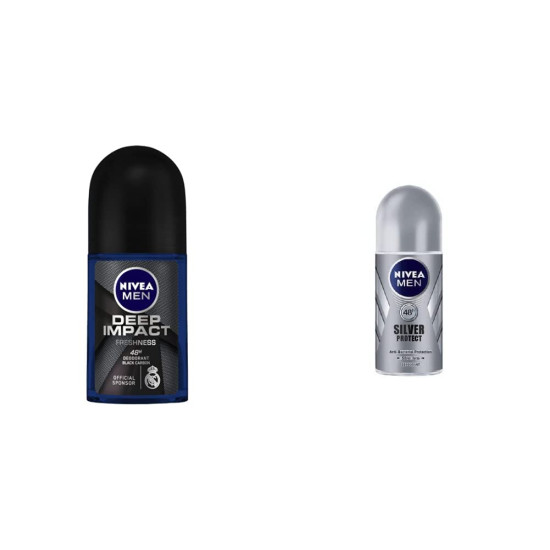 Nivea Deodorant Roll On for Men - Deep Impact Freshness & Silver Protect