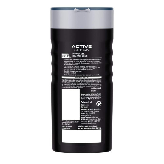 Nivea Men Active Clean Shower Gel - Invigorating Freshness and Care