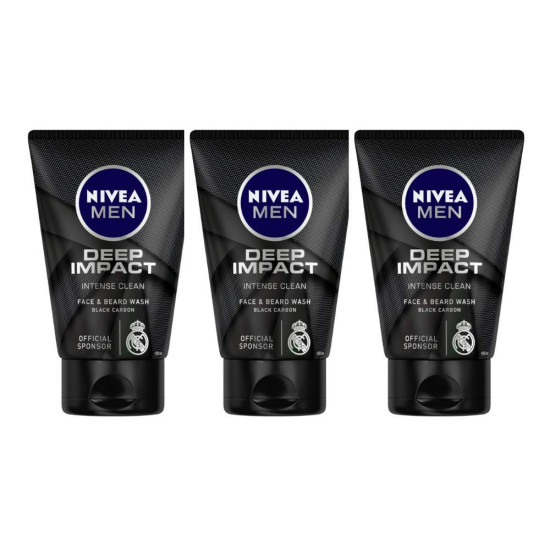 NIVEA Men Deep Impact Intense Clean Face Wash - Deep Cleansing with Black Carbon