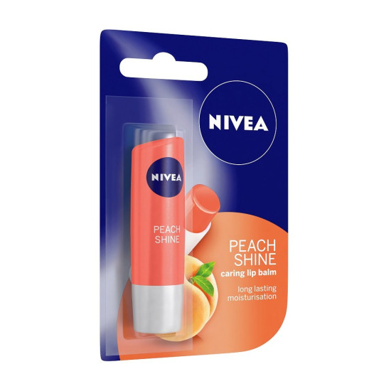 NIVEA Lip Balm, Fruity Strawberry & Peach Shine - Long-lasting Moisturization