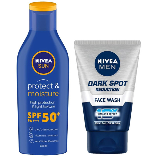 Nivea Men Face Wash & Sun Lotion - Dark Spot Reduction & SPF 50
