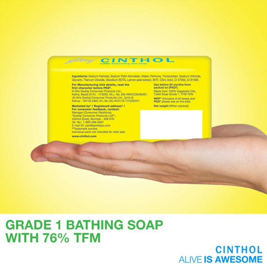 Cinthol Lime Soap, 100g (Pack of 6) - 99.9% Germ Protection & Lime Fresh Fragrance