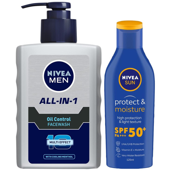 Nivea Men Face Wash & Sun Lotion - Oil Control & SPF 50 Protection