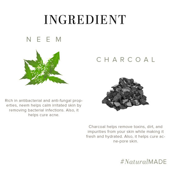 Khadi Natural Herbal Neem Charcoal Soap - Detoxifying Skin Cleanser