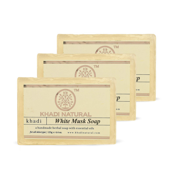 KHADI NATURAL Herbal Musk Soap (White) - Skin Rejuvenation Pack