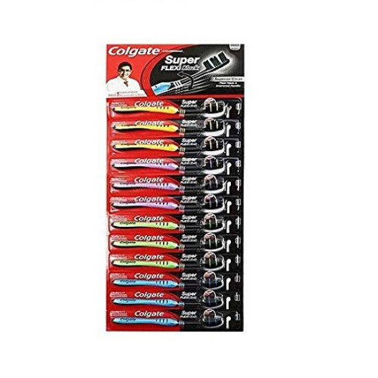 Colgate Super Flexi Charcoal Toothbrush, 10+2 (Soft) - Gentle Oral Care