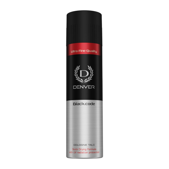 DENVER Black Code Cologne Talc - 300GM | Scented Talcum Powder for Men
