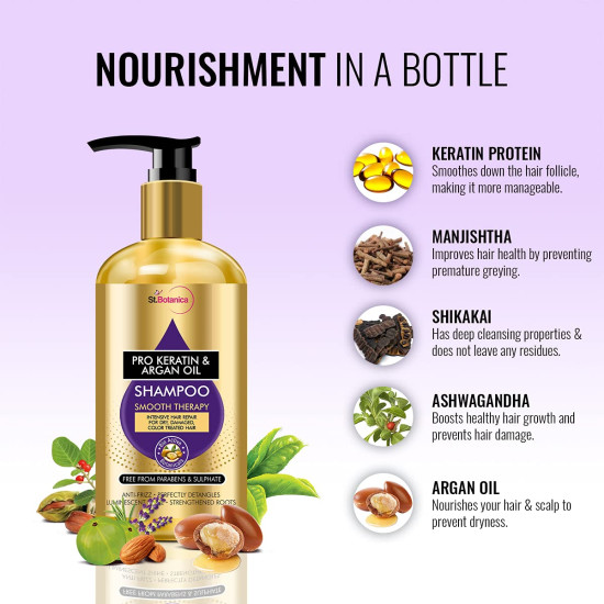 St.Botanica Pro Keratin & Argan Shampoo - Smooth & Hydrate Hair