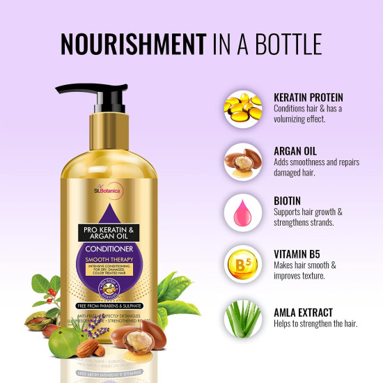 St.Botanica Pro Keratin and Argan Oil Smooth Therapy Conditioner - Frizz Free Hair St.Botanica Pro Keratin and Argan Oil Smooth Therapy Conditioner - Frizz Free Hair