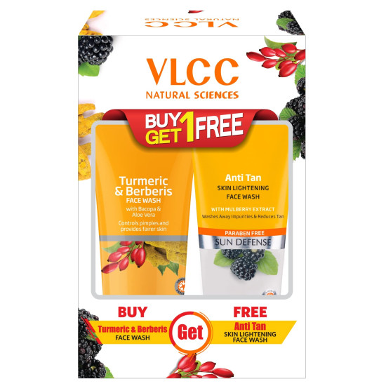 VLCC Turmeric & Berberis Face Wash - Anti Tan Skin Lightening - 150ml X 2
