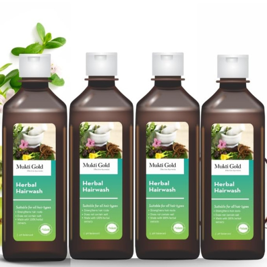 Axiom Muktigold Herbal Hairwash 200ml(Pack of 4) -Amla, Reetha, Shikakai, Bhringraj Premium, Herbal, Natural & Ayurvedic Shampoo SLS & Paraben Free