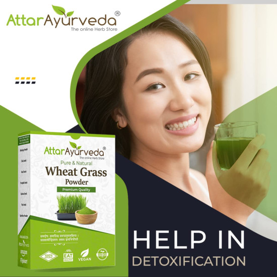 Attar Ayurveda 100% Natural Wheat Grass Powder (100 Gram) | Pure, Preservative free, Non-GMO | Immunity booster, De-Toxifying, Support healthy metabolism