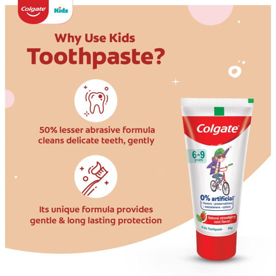 Colgate Kids Toothpaste - Natural Strawberry Mint - 0% Artificial Ingredients